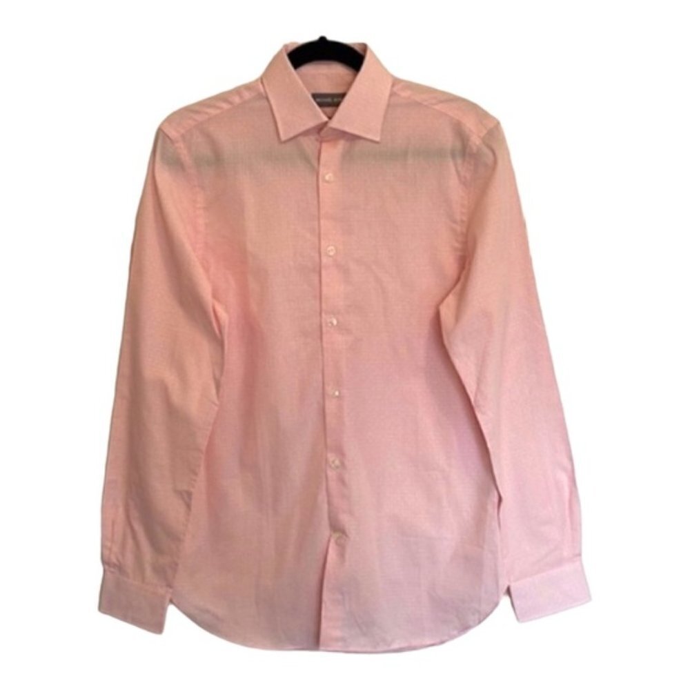 Michael Kors Orange Check Slim Fit Cotton Shirt NWOT